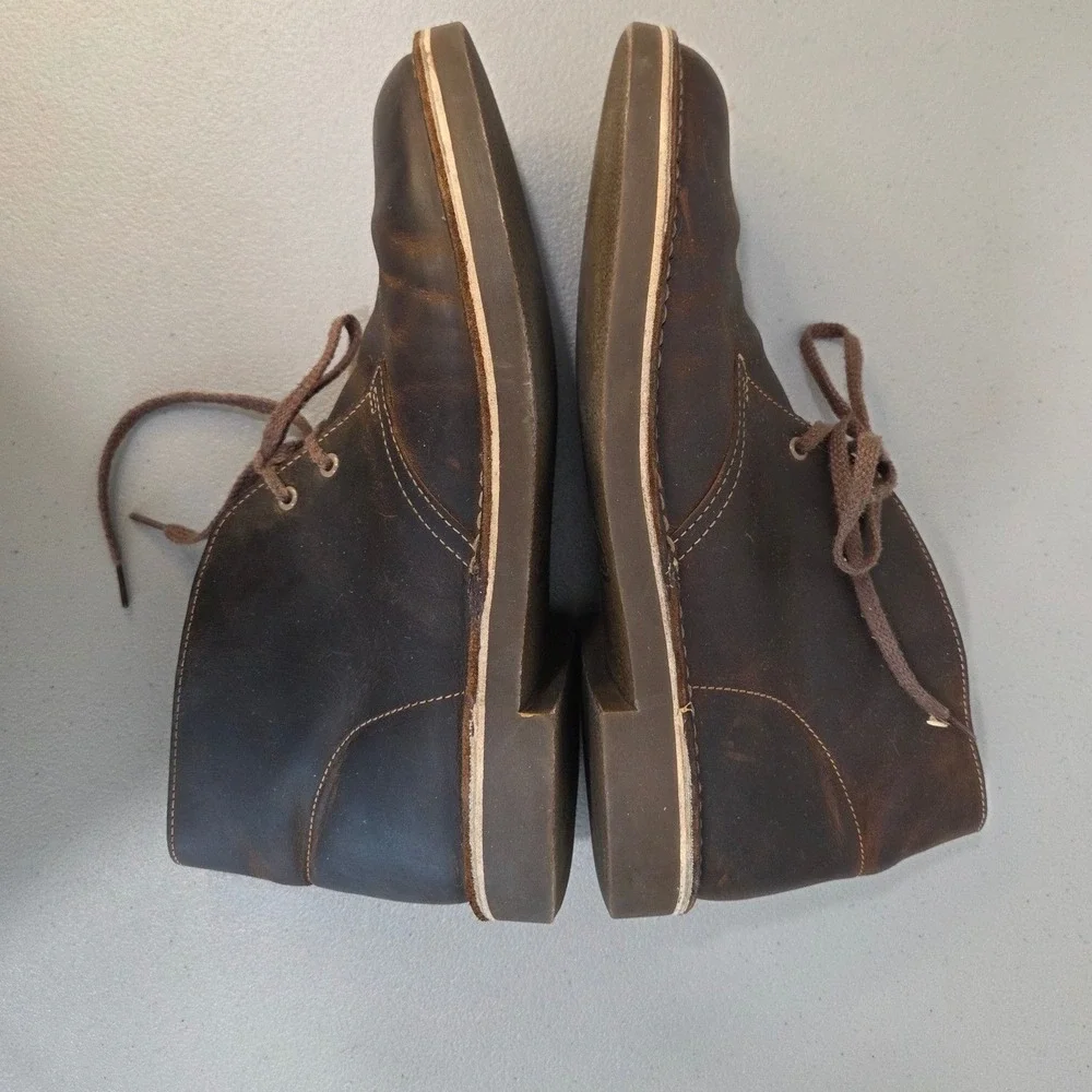 Clarks Mens Brown Leather Desert Chukka Boots 9‎ Crepe Sole Ankle Casual Rustic